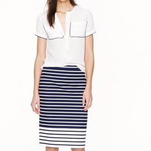 J. Crew Navy Striped Pencil Skirt Women's Size 8